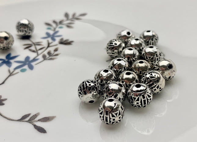 One Piece 8mm 925 Sterling Silver Tibetan Style Silver Spacer Ball Genuine Sterling Silver Spacer Bali Antique Beads #10179