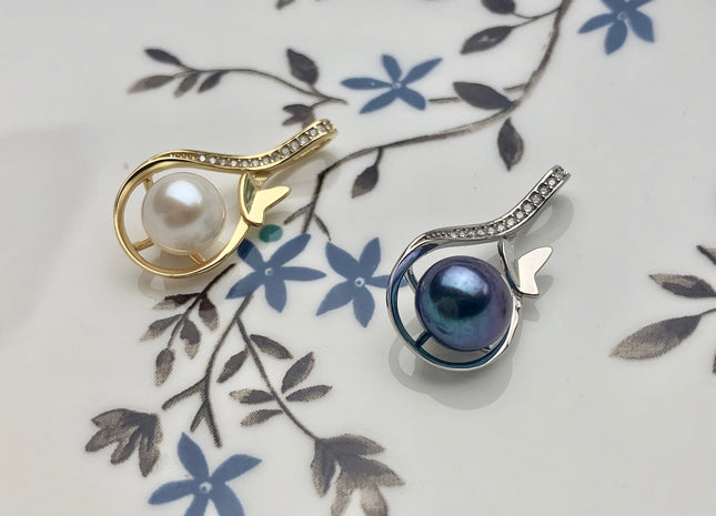 One Piece 925 Sterling Silver Pendant Setting Findings For Half Drilled Pearls Tear Drop Design Pearl Mounting DIY Jewelry Pendant #10180