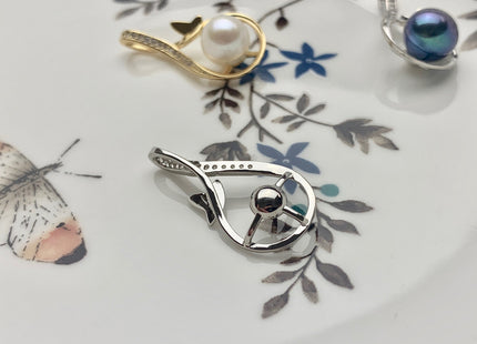 One Piece 925 Sterling Silver Pendant Setting Findings For Half Drilled Pearls Tear Drop Design Pearl Mounting DIY Jewelry Pendant #10180