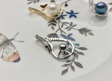 One Piece 925 Sterling Silver Pendant Setting Findings For Half Drilled Pearls Tear Drop Design Pearl Mounting DIY Jewelry Pendant #10180
