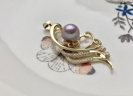 One Piece 925 Sterling Silver/Gold Pendant Setting Findings For Half Drilled Pearls Large Wing Design Pearl Mounting DIY Jewelry #10189