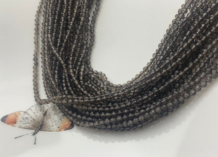BEST DEAL 2.5 mm Natural Faceted Round Smoky Quartz Gemstone Beads Genuine Natural Quartz Gemstone Loose Beads 15.5 Inches Strand #2596