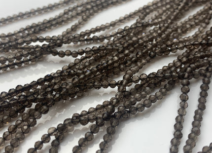 BEST DEAL 2.5 mm Natural Faceted Round Smoky Quartz Gemstone Beads Genuine Natural Quartz Gemstone Loose Beads 15.5 Inches Strand #2596