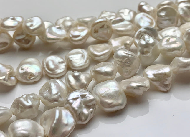 11-13mm AAAA Natural White Freshwater Flat Keshi Pearl Beads Genuine Rare Cornflake High Luster Keshi Center Drilled Pearl #P1658