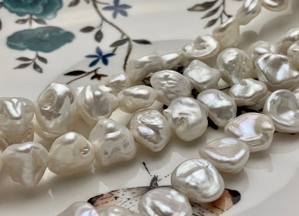 11-13mm AAAA Natural White Freshwater Flat Keshi Pearl Beads Genuine Rare Cornflake High Luster Keshi Center Drilled Pearl #P1658