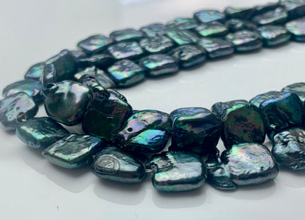 10-11 mm Dark Metallic Green Square Coin Pearls Flat Square Freshwater Square Coin Pearl Beads C Grade #P1640