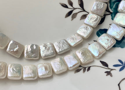 10-11mm or 9x11mm Natural White Square Rectangle Coin Freshwater Pearls Flat Square Coin Pearl Beads Genuine Freshwater Coin Pearls #P1641