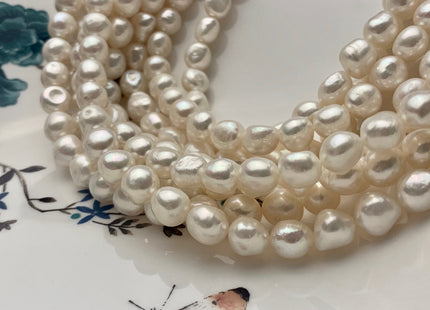 8.5-9 mm AAA Natural White High Luster Nugget Freshwater Pearls Genuine Natural White Smooth Potato Pearl Nuggets 44 Pieces #P1642