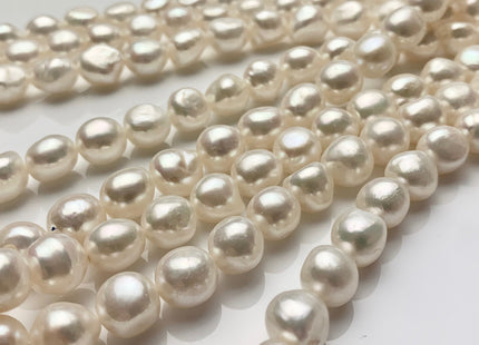 8.5-9 mm AAA Natural White High Luster Nugget Freshwater Pearls Genuine Natural White Smooth Potato Pearl Nuggets 44 Pieces #P1642