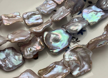 One Piece 17-22 mm AAA Very Rare Natural Mauve Pink Irregular Square Flat Keshi Freshwater Pearl Beads Genuine Cultured Quality Pearl #P1596