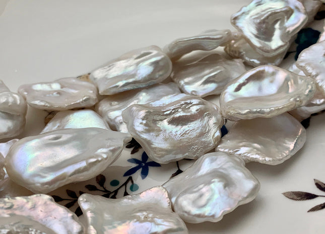 One Piece 20-25 mm AAAA Very Rare Natural White Irregular Square Flat Keshi Freshwater Pearl Beads Genuine Cultured Quality Pearl #P1597