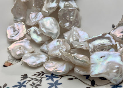 One Piece 20-25 mm AAAA Very Rare Natural White Irregular Square Flat Keshi Freshwater Pearl Beads Genuine Cultured Quality Pearl #P1597