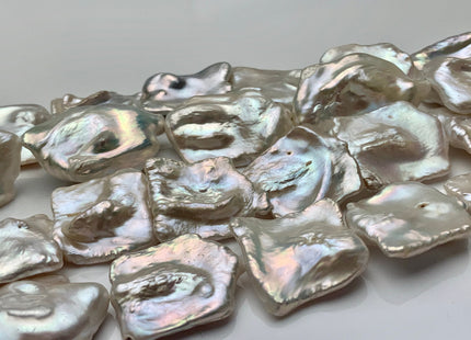 One Piece 20-25 mm AAAA Very Rare Natural White Irregular Square Flat Keshi Freshwater Pearl Beads Genuine Cultured Quality Pearl #P1597