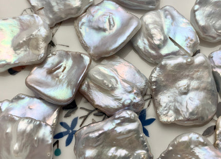 One Piece 20-25 mm AAAA Very Rare Natural White Irregular Square Flat Keshi Freshwater Pearl Beads Genuine Cultured Quality Pearl #P1597