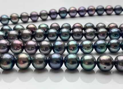 8-10mm AAAA Rare Peacock Round Edison Baroque Pearls Genuine Blue And Gray Peacock Color High Luster Edison Pearl Beads 46 Beads #P1666