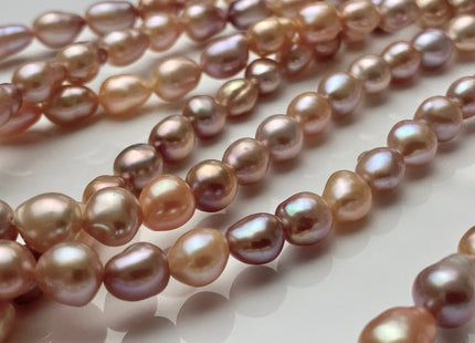 7x8-10mm AAAA Natural Mixed Pink Mauve High Luster Baby Edison Baroque Freshwater Pearls Beads Genuine Quality Tear Drop Edison Pearl #P1668