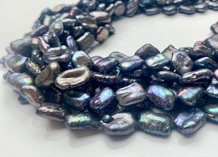 8-10x12-13 mm Blue Peacock Color Irregular Shape Flat Biwa Freshwater Pearl Beads Genuine Cultured Quality Biwa Freshwater Pearls #P1648