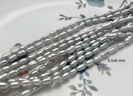 3.5x5-6 mm Silver Gray Color Rice / Oval Freshwater Pearls Genuine Freshwater Pearl Beads Small Tiny Freshwater Pearls #P1386
