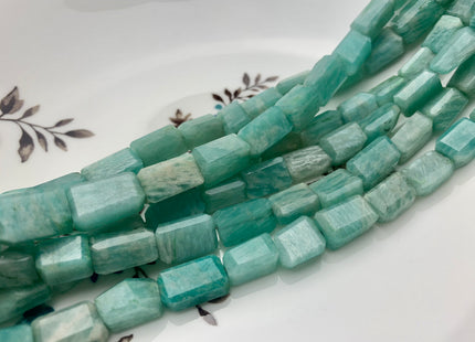 7-10x10-18mm 100% All Natural Amazonite Gemstone Beads Faceted Nugget Shape Genuine Quality Aqua Blue Green Amazonite Bead 8 Inches #3748
