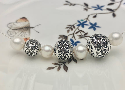 One Piece 10mm 12mm 14mm 925 Sterling Silver Tibetan Style Silver Spacer Ball Genuine Sterling Silver Spacer Bali Antique Beads #10220