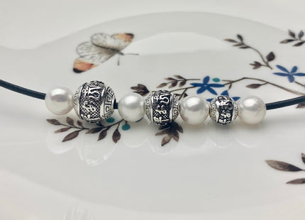 One Piece 8-12 mm 925 Sterling Silver Tibetan Style Silver Spacer Ball Genuine Sterling Silver Spacer Bali Large Hole Antique Beads #10223