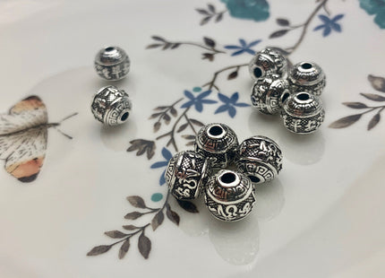 One Piece 8-12 mm 925 Sterling Silver Tibetan Style Silver Spacer Ball Genuine Sterling Silver Spacer Bali Large Hole Antique Beads #10223