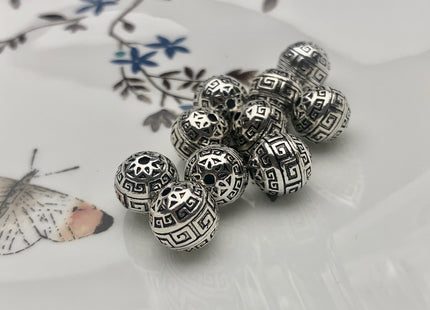 One Piece 8-12 mm 925 Sterling Silver Tibetan Style Silver Spacer Ball Genuine Sterling Silver Spacer Bali Large Hole Antique Beads #10224