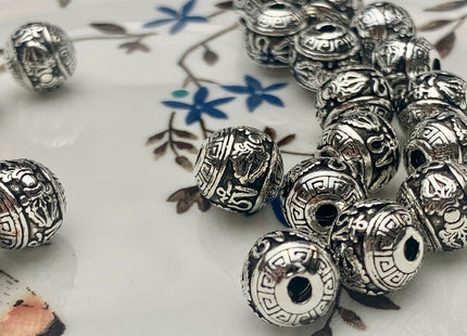 One Piece 8-12 mm 925 Sterling Silver Tibetan Style Silver Spacer Ball Genuine Sterling Silver Spacer Bali Antique Large Hole Beads #10226