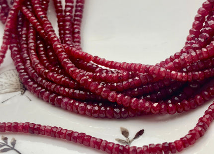 3mm 4mm 5mm AAA Faceted Rondelle Natural Red Ruby Gemstone Beads Genuine Top Quality High Polished Faceted Ruby Gemstone Loose Beads #3774