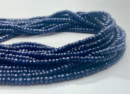 3mm 4mm 5mm AAA Faceted Rondelle Natural Blue Sapphire Gemstone Beads Genuine Top Quality High Polished Faceted Sapphire Loose Beads #3775