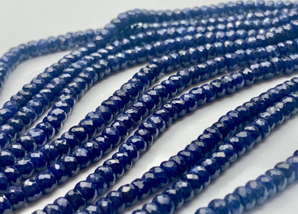 3mm 4mm 5mm AAA Faceted Rondelle Natural Blue Sapphire Gemstone Beads Genuine Top Quality High Polished Faceted Sapphire Loose Beads #3775