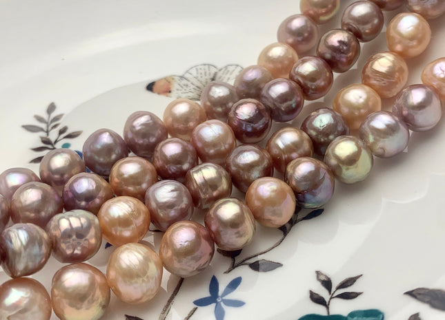 9-11mm AAAA Very Rare Dark Mauve Pink Baroque Pearl Genuine Top Quality Natural Edison Pearl With Iridescent Color 43 Beads #P1672