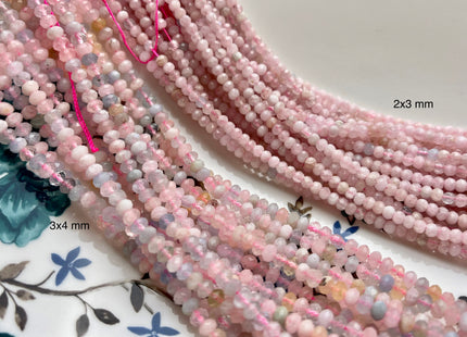 2.5-3x3-4 mm AAA Natural Color Faceted Rondelle Pink Morganite Gemstone Beads Quality Micro Faceted Morganite Gemstone Loose Beads #2436