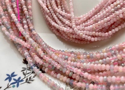 2.5-3x3-4 mm AAA Natural Color Faceted Rondelle Pink Morganite Gemstone Beads Quality Micro Faceted Morganite Gemstone Loose Beads #2436