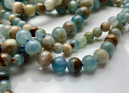 6mm 8mm 10mm 12mm Smooth Round Natural Argentina Lemurian Aquatine Calcite Gemstone Beads Genuine Blue Orange Brown Beads 15.5 Inches #3781