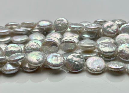 11-12 mm AAA Natural White Coin Freshwater Pearl Beads Genuine Cultured High Luster Quality Freshwater Coin Pearls #1512