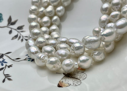 12-13x16 mm Natural White AAAA Baroque Freshwater Pearl, Cultured Baroque Pearls, Natural Edison Flaming ball Freshwater Pearl Beads #1027
