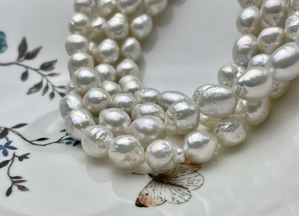 12-13x16 mm Natural White AAAA Baroque Freshwater Pearl, Cultured Baroque Pearls, Natural Edison Flaming ball Freshwater Pearl Beads #1027