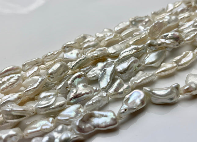 9-10x18 mm AAA Natural White Biwa Stick Freshwater Pearls Genuine Natural White Pearl, Irregular Natural Freshwater Pearl Beads #1113
