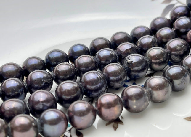 11-12mm Edison Baroque Graduated Freshwater Pearls Off-Round Shape Dark Peacock Color #723