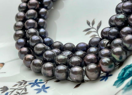 11-12mm Edison Baroque Graduated Freshwater Pearls Off-Round Shape Dark Peacock Color #723