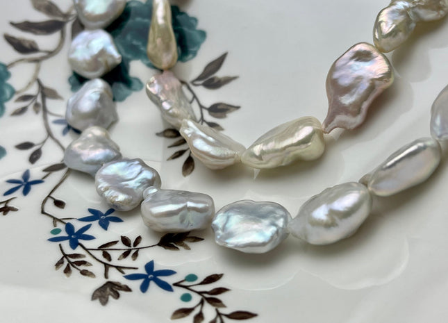 11-15x15-20 mm Limited Edition Keishi Pearls in Natural White OR Light Pink OR Mixed White & Light Pink Corn flake Pearls Genuine Pearls #80