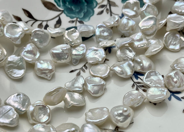 10-11 mm AAA High Luster Natural White Keshi Paddle Freshwater Pearl Beads Top Drilled Natural White Dancing Keshi Pearls #342