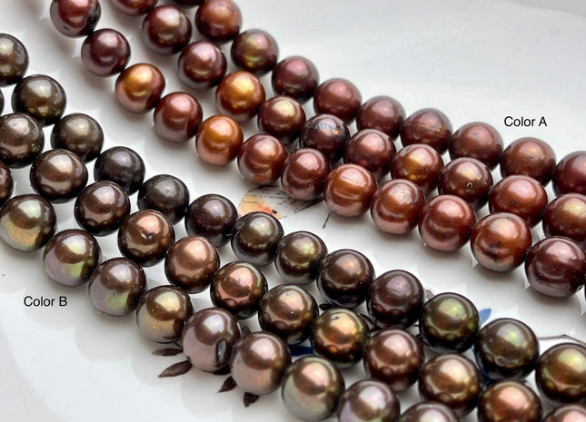 9mm AAA Round Chocolate Brown Beads Genuine Freshwater Pearl Beads #840