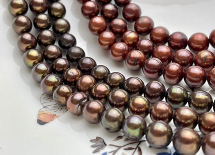 9mm AAA Round Chocolate Brown Beads Genuine Freshwater Pearl Beads #840