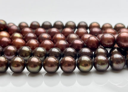 9mm AAA Round Chocolate Brown Beads Genuine Freshwater Pearl Beads #840