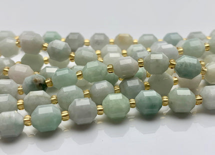 7x8mm Half Strand Faceted Energy Prism Cut Burmese Jade Gemstone Genuine Double Terminated Points Green Color Jade Beads 20 Pieces #3782