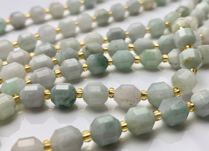 7x8mm Half Strand Faceted Energy Prism Cut Burmese Jade Gemstone Genuine Double Terminated Points Green Color Jade Beads 20 Pieces #3782