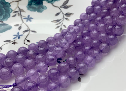 8mm Half Strand Smooth Round Natural Purple Jade Gemstone Beads Genuine Natural Purple Jade Beads 8 Inch Strands 22 Pieces #3783