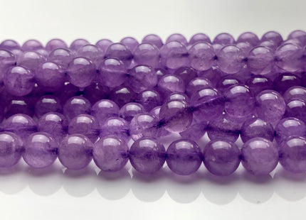 8mm Half Strand Smooth Round Natural Purple Jade Gemstone Beads Genuine Natural Purple Jade Beads 8 Inch Strands 22 Pieces #3783